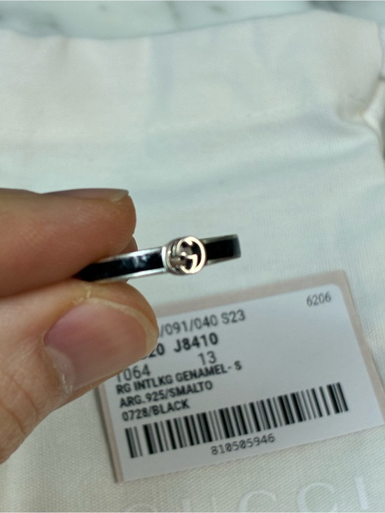 Gucci Jewelry - NWT Gucci Silver Metal & Black Enamel Interlocking GG Ring IT Size 13 = 6.75 US